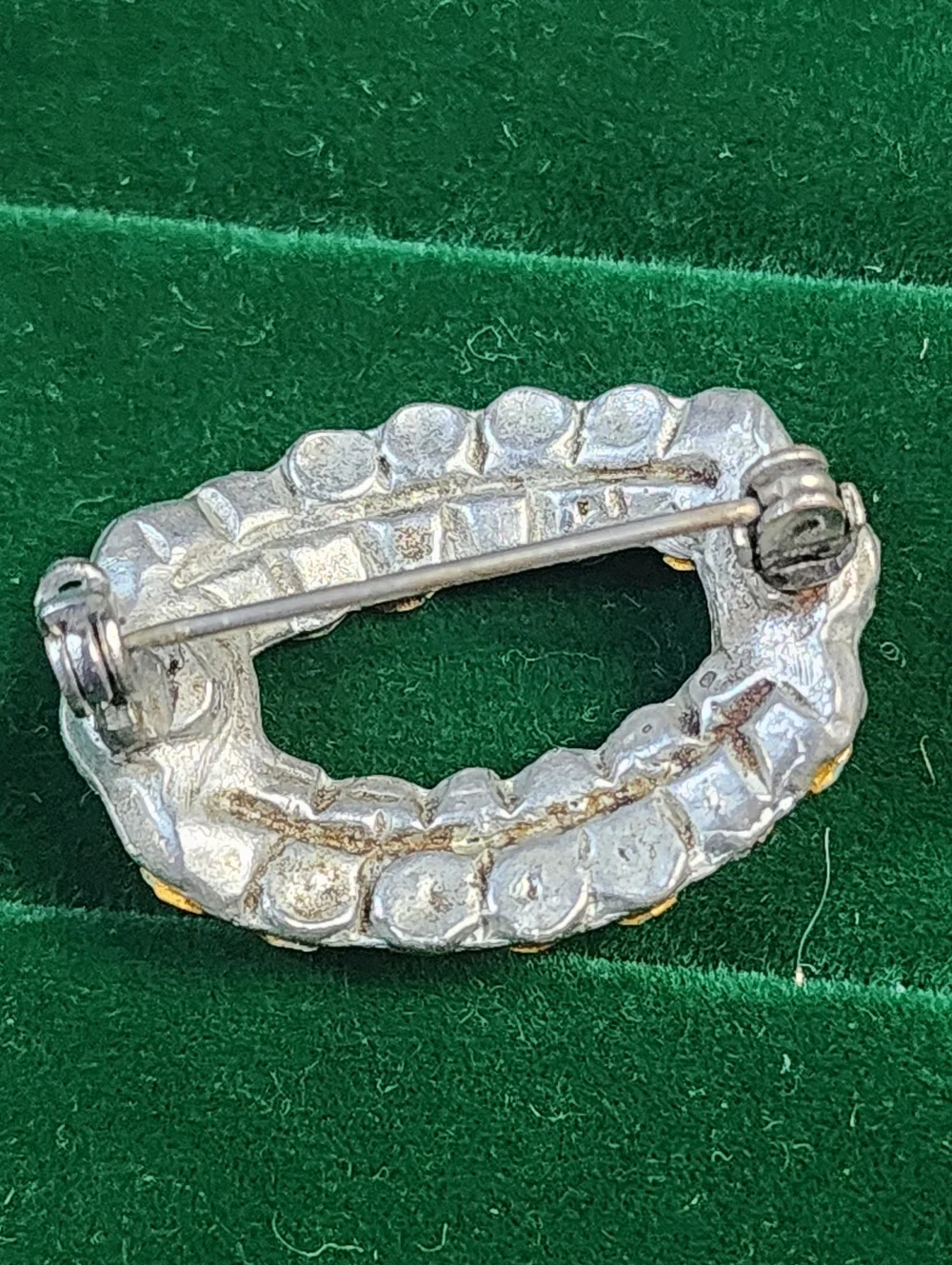 Vintage Gold and Clear Crystal Oval Brooch